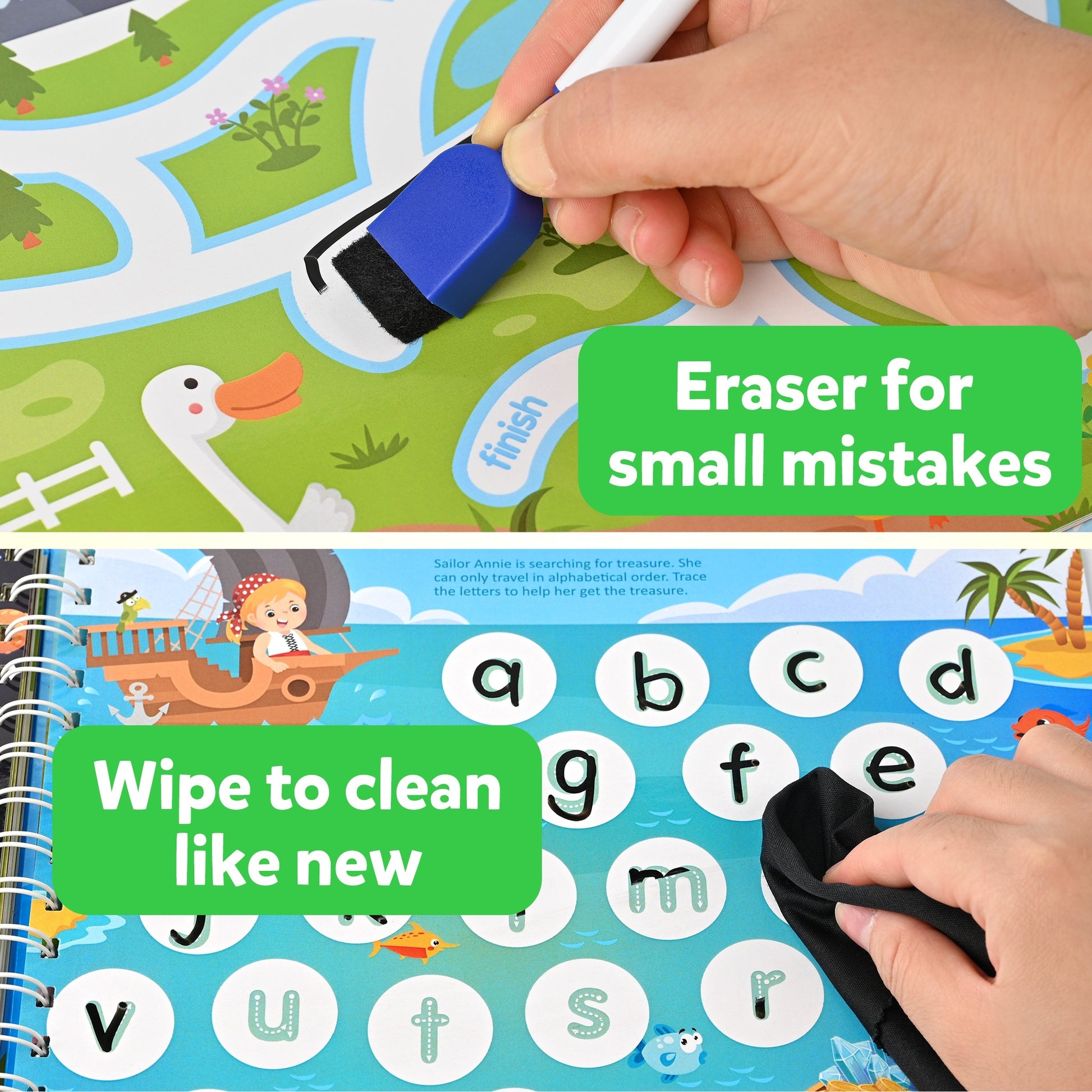 Cahier d'Écriture Montessori Réutilisable – Lettres et Chiffres Dès 3 Ans