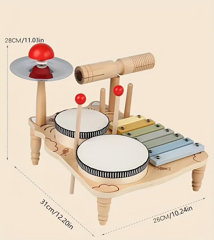  kit musical bois montessori batterie maracas xylophone bébé