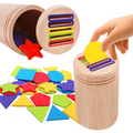 Jeu de Bâtonnets Montessori en Bois – Formes et Couleurs Dès 2 Ans