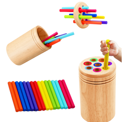 jeu bâtonnets montessori bois formes couleurs enfant 2 ans
