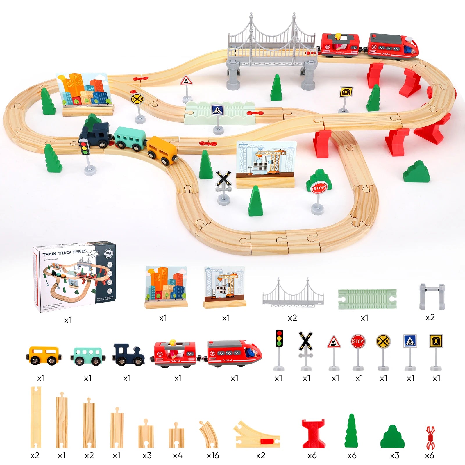 jouet montessori train bois 72 pièces logique motricité 4 ans