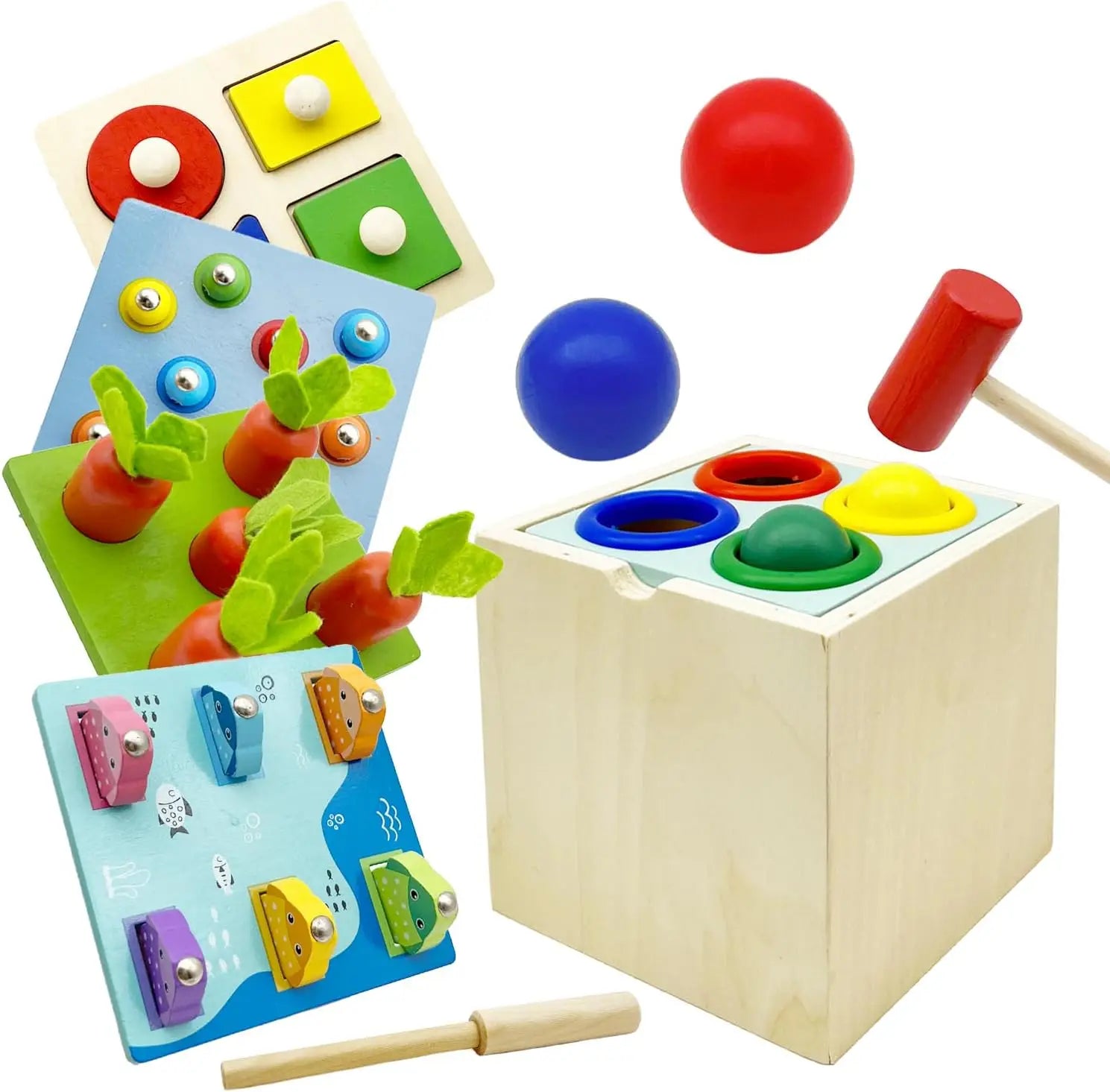 jouet multi-activités montessori bois 4 en 1 enfant 3-6 ans