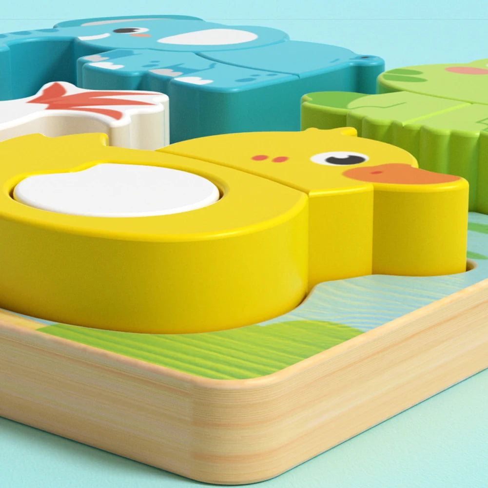 Puzzle 3D Animaux en Bois – 4 en 1 pour Éveiller la Curiosité